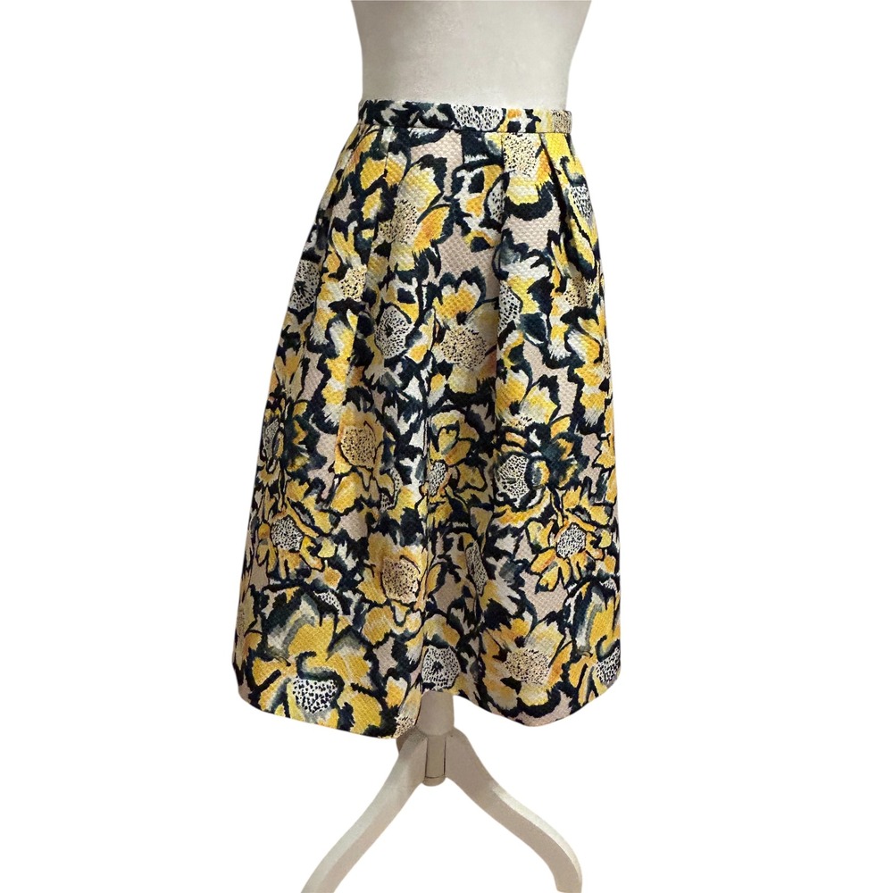 H&M sz 4‎ floral retro style skirt skater circle skirt madmen pockets rockabilly